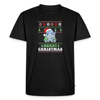 Merry Christmas retro ugly christmas Dino - Men's Premium Organic T-Shirt - black - Front - Nico (187cm)