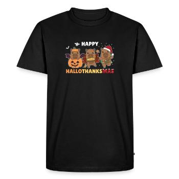 Joyeux Hallothanksmas Capybara Capybaras de Noël - T-shirt Premium bio Homme - noir - Devant - Nico (187cm)