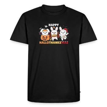 Joyeux lapin Hallothanksmas lapin de Noël - T-shirt Premium bio Homme - noir - Devant - Nico (187cm)