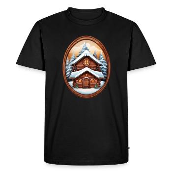 Cabane en bois, maison de Noël - T-shirt Premium bio Homme - noir - Devant - Nico (187cm)