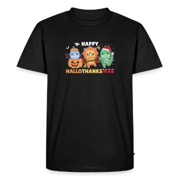 Happy Hallothanksmas Dino Christmas Dinos - Men's Premium Organic T-Shirt - black - Front - Nico (187cm)