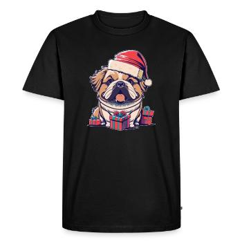 Drôle de chien Noël Chapeau n cadeau de Noël - T-shirt Premium bio Homme - noir - Devant - Nico (187cm)