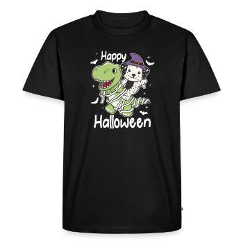 Dalmatian Happy Halloween T-Rex Mummy Costume - Men's Premium Organic T-Shirt - black - Front - Nico (187cm)