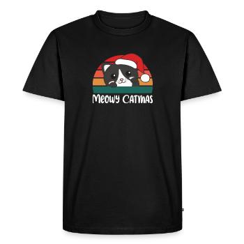 Joyeux Catmas Jeu de mots de Noël chat drôle - T-shirt Premium bio Homme - noir - Devant - Nico (187cm)