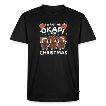 Je veux un okapi pour Noël okapis sucrés - T-shirt Premium bio Homme - noir - Devant - Nico (187cm)