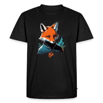 Fox Cartoon Cool Colorful with Sweater Agent - Men's Premium Organic T-Shirt - black - Front - Nico (187cm)