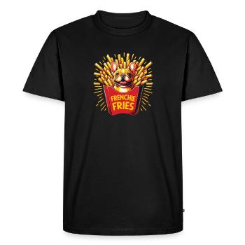 Frenchie Fries - Frites de bouledogue français mignonnes - T-shirt Premium bio Homme - noir - Devant - Nico (187cm)