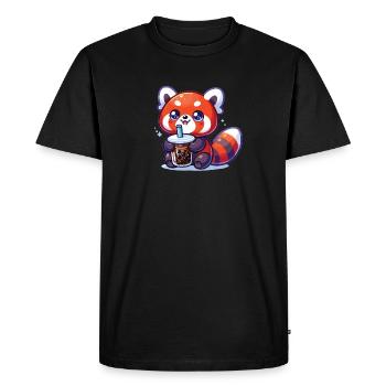 Kawaii Pandas roux Bubble Tea Boba Panda roux - T-shirt Premium bio Homme - noir - Devant - Nico (187cm)