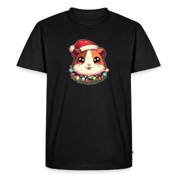 Noël guirlandes lumineuses cochon d’Inde - T-shirt Premium bio Homme - noir - Devant - Nico (187cm)