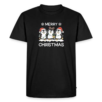 Joyeux Noël Pingouin Réveillon de Noël Pingouins - T-shirt Premium bio Homme - noir - Devant - Nico (187cm)