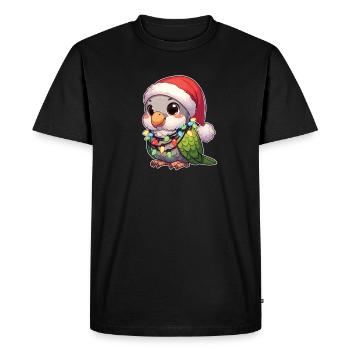 Noël guirlandes lumineuses perruche moine - T-shirt Premium bio Homme - noir - Devant - Nico (187cm)