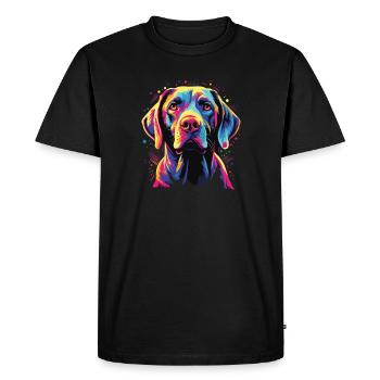 Watercolor Colorful Pointer - Men's Premium Organic T-Shirt - black - Front - Nico (187cm)