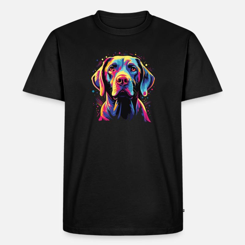 Wasserfarben Farbenfroher Pointer - Männer Premium Bio T-Shirt - Schwarz