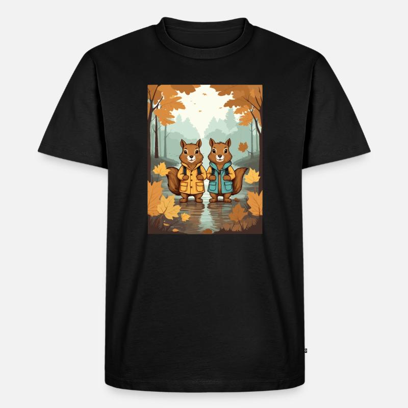 Süße Eichhörnchen - Männer Premium Bio T-Shirt - Schwarz