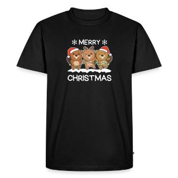 Joyeux Noël Castor Réveillon de Noël Castors - T-shirt Premium bio Homme - noir - Devant - Nico (187cm)