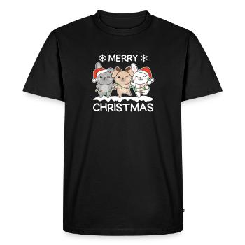 Joyeux Noël lapin réveillon de Noël lapins - T-shirt Premium bio Homme - noir - Devant - Nico (187cm)