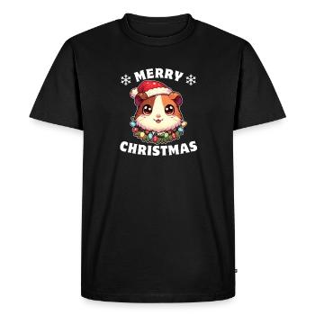 Noël guirlandes lumineuses cochon d’Inde - T-shirt Premium bio Homme - noir - Devant - Nico (187cm)