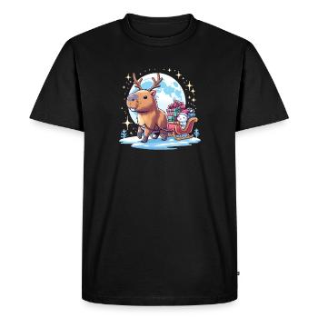 Capybara Traîneau de Noël Cadeaux Noël - T-shirt Premium bio Homme - noir - Devant - Nico (187cm)