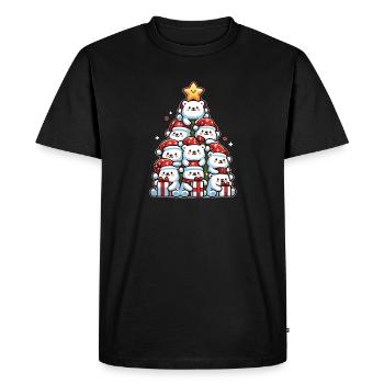 Arbre de Noël ours polaire joyeux Noël - T-shirt Premium bio Homme - noir - Devant - Nico (187cm)