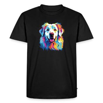 Aquarelle coloré chien de montagne des Pyrénées - T-shirt Premium bio Homme - noir - Devant - Nico (187cm)