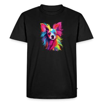 Aquarelle colorée chinois chien à crête - T-shirt Premium bio Homme - noir - Devant - Nico (187cm)