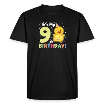 Duck for 9th birthday children nine years old - Men's Premium Organic T-Shirt - black - Front - Nico (187cm)