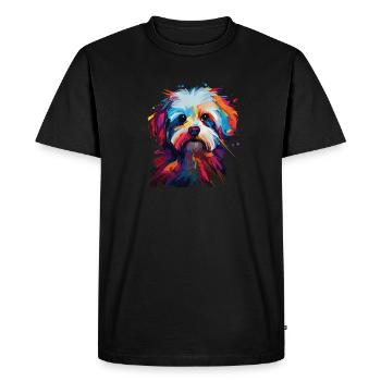 Watercolor Colorful Maltese - Men's Premium Organic T-Shirt - black - Front - Nico (187cm)