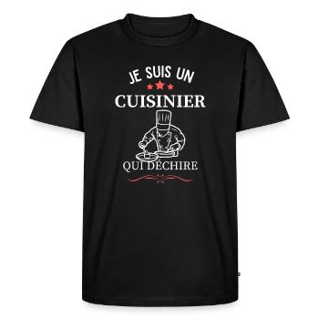 Cuisinier Qui Déchire - T-shirt Premium bio Homme - noir - Devant - Nico (187cm)