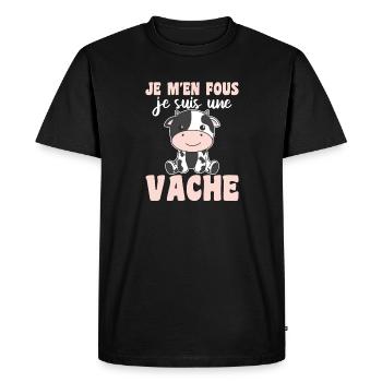Je m'en fous je suis une vache - sweet cow - Men's Premium Organic T-Shirt - black - Front - Nico (187cm)