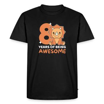 Tricératops 8e anniversaire enfants huit ans - T-shirt Premium bio Homme - noir - Devant - Nico (187cm)