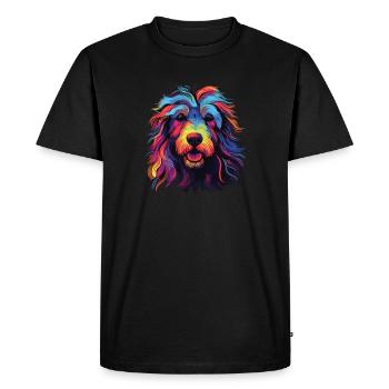 Watercolor Colorful Bergamasco Sheepdog - Men's Premium Organic T-Shirt - black - Front - Nico (187cm)