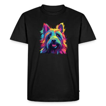 Watercolor Colorful Skye Terrier - Men's Premium Organic T-Shirt - black - Front - Nico (187cm)