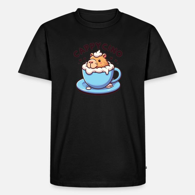 Cappyccino Capybara Kaffee Cappuccino - Männer Premium Bio T-Shirt - Schwarz