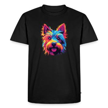 Aquarelle colorée australien Silky Terrier - T-shirt Premium bio Homme - noir - Devant - Nico (187cm)