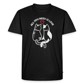 Chats - Tout ce dont vous avez besoin, c’est d’amour - T-shirt Premium bio Homme - noir - Devant - Nico (187cm)