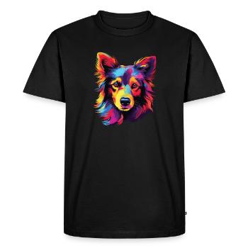 Aquarelle colorée chien islandais - T-shirt Premium bio Homme - noir - Devant - Nico (187cm)