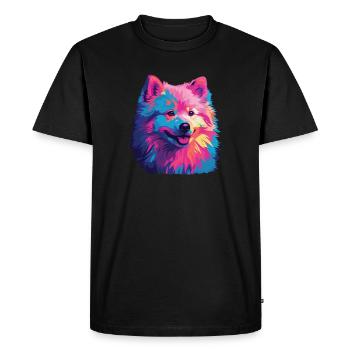 Watercolor Colorful Japan Spitz - Men's Premium Organic T-Shirt - black - Front - Nico (187cm)