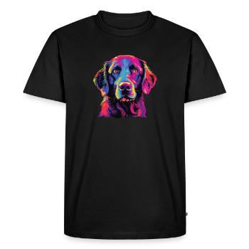 Watercolor Colorful Curly Coated Retriever - Men's Premium Organic T-Shirt - black - Front - Nico (187cm)
