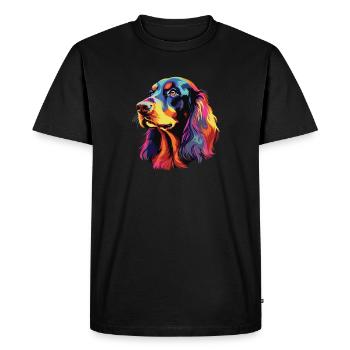 Aquarelle colorée Gordon Setter - T-shirt Premium bio Homme - noir - Devant - Nico (187cm)