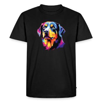 Watercolor Colorful Entlebucher Mountain Dog - Men's Premium Organic T-Shirt - black - Front - Nico (187cm)