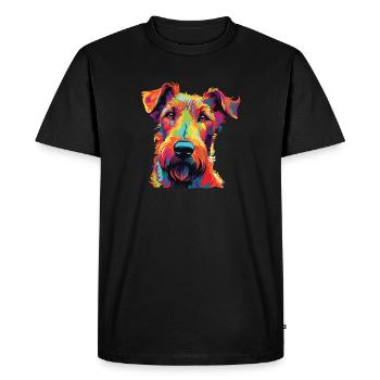 Aquarelle colorée Irish Terrier - T-shirt Premium bio Homme - noir - Devant - Nico (187cm)