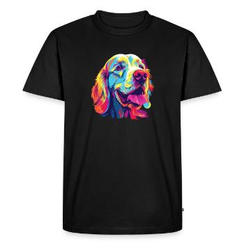 Aquarelle coloré Clumber Spaniel - T-shirt Premium bio Homme - noir - Devant - Nico (187cm)