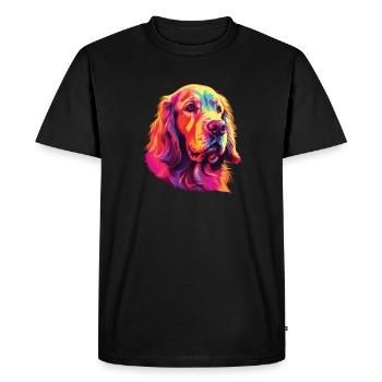 Aquarelle coloré Clumber Spaniel - T-shirt Premium bio Homme - noir - Devant - Nico (187cm)