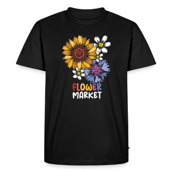 Flower Market Flowers Collage Colorful Colors Icon - Men's Premium Organic T-Shirt - black - Front - Nico (187cm)