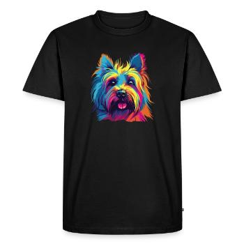 Watercolor Colorful Skye Terrier - Men's Premium Organic T-Shirt - black - Front - Nico (187cm)