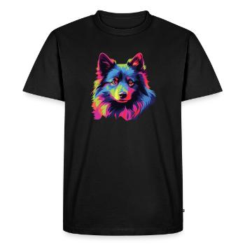 Aquarelle colorée Schipperke - T-shirt Premium bio Homme - noir - Devant - Nico (187cm)