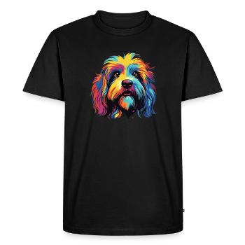 Aquarelle colorée épagneul tibétain - T-shirt Premium bio Homme - noir - Devant - Nico (187cm)