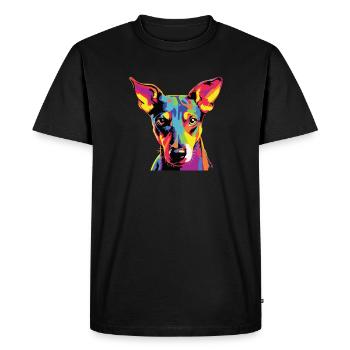 Watercolor Colorful Smooth-haired Fox Terrier - Men's Premium Organic T-Shirt - black - Front - Nico (187cm)