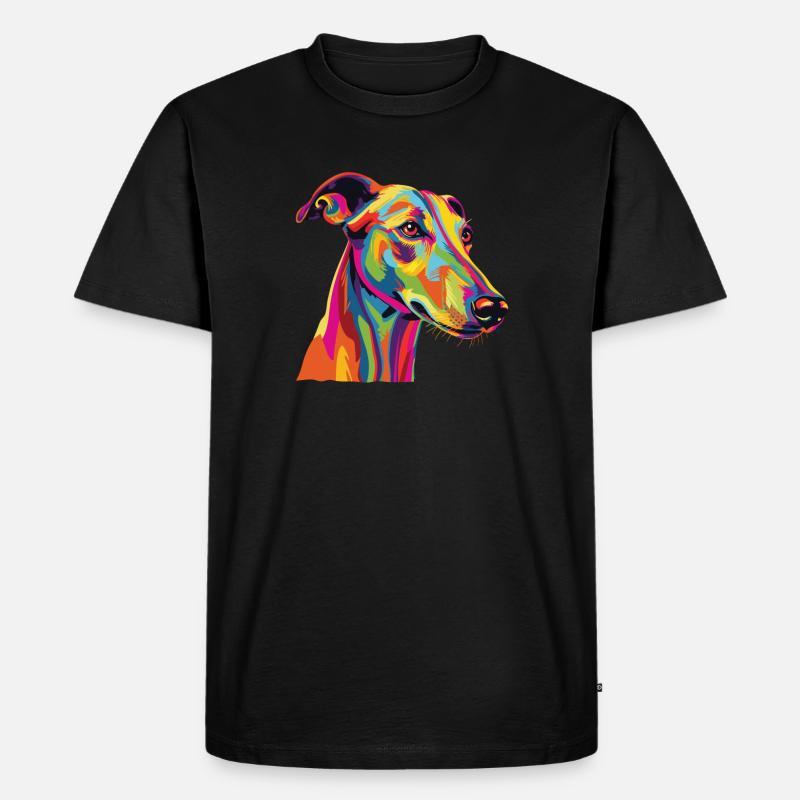 Wasserfarben Farbenfroher Greyhound - Männer Premium Bio T-Shirt - Schwarz