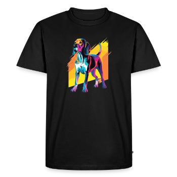Aquarelle colorée arbre Walker Coonhound - T-shirt Premium bio Homme - noir - Devant - Nico (187cm)